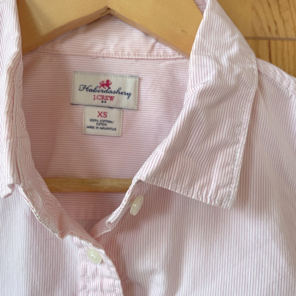 J. Crew Haberdashery pink and white striped shirt